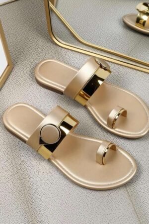 Trendy Flat Chain Strap Sandals for Women – Casual Summer Slippers