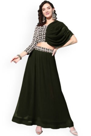 Black Floral Embroidered Sheer Crop Top with Mini Skirt – Elegant Party Co-Ord Set for Women
