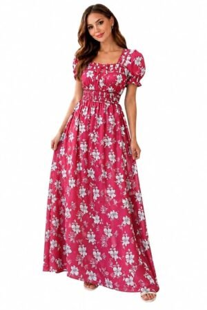 Women’s Pink Floral Maxi Dress | Stylish Casual & Summer Wear Long Dress for Women