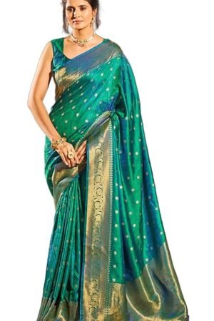 Teal Green Banarasi Silk Saree for Women | Traditional Zari Woven Designer Saree