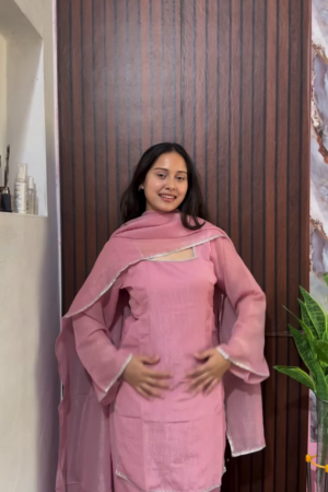 Women's Baby Pink Kurta Pant Set with Dupatta | Elegant Ethnic Suit Set for Women